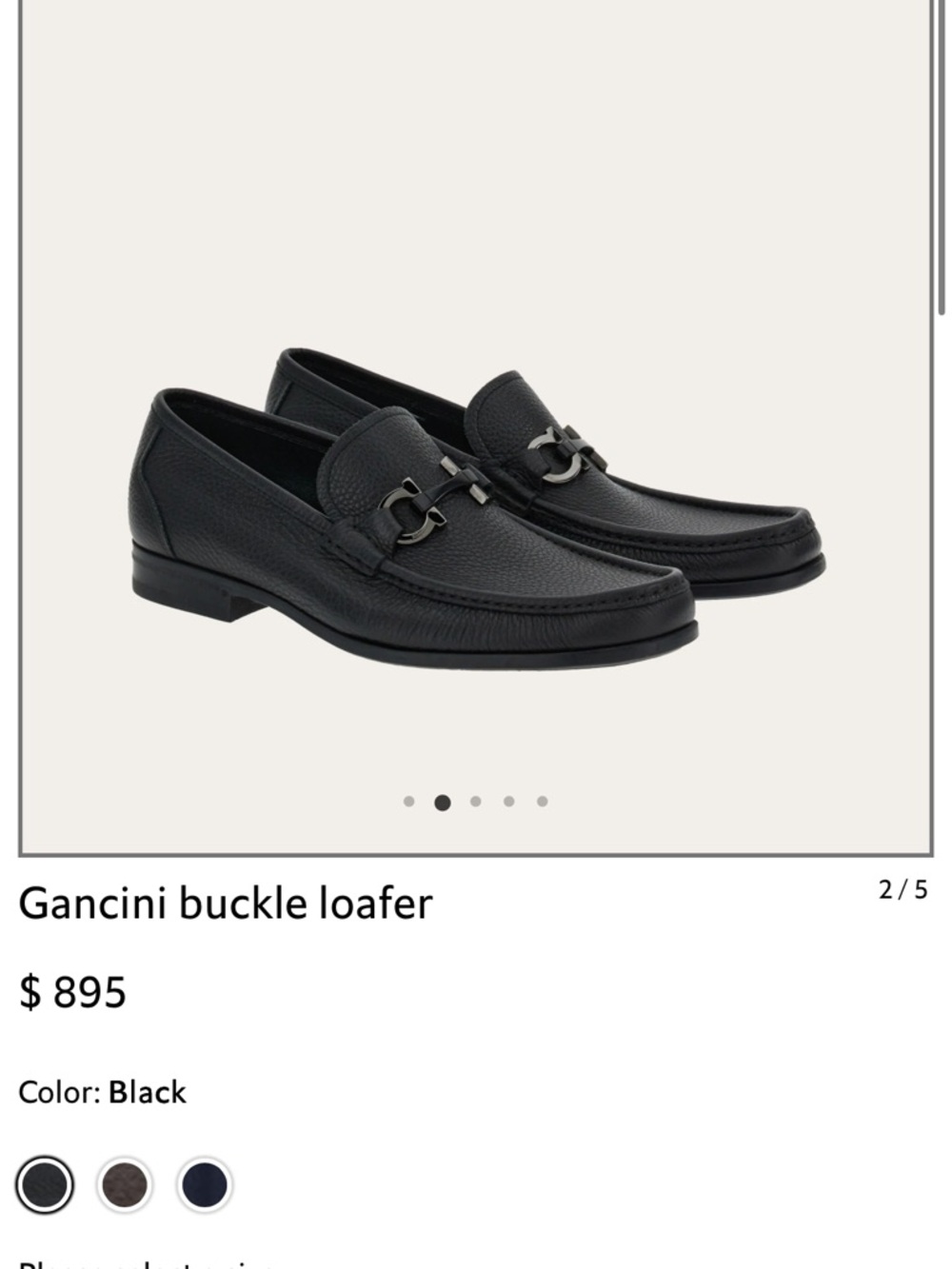 Salvatore Ferragamo Black Gancini-Accent Leather Loafers